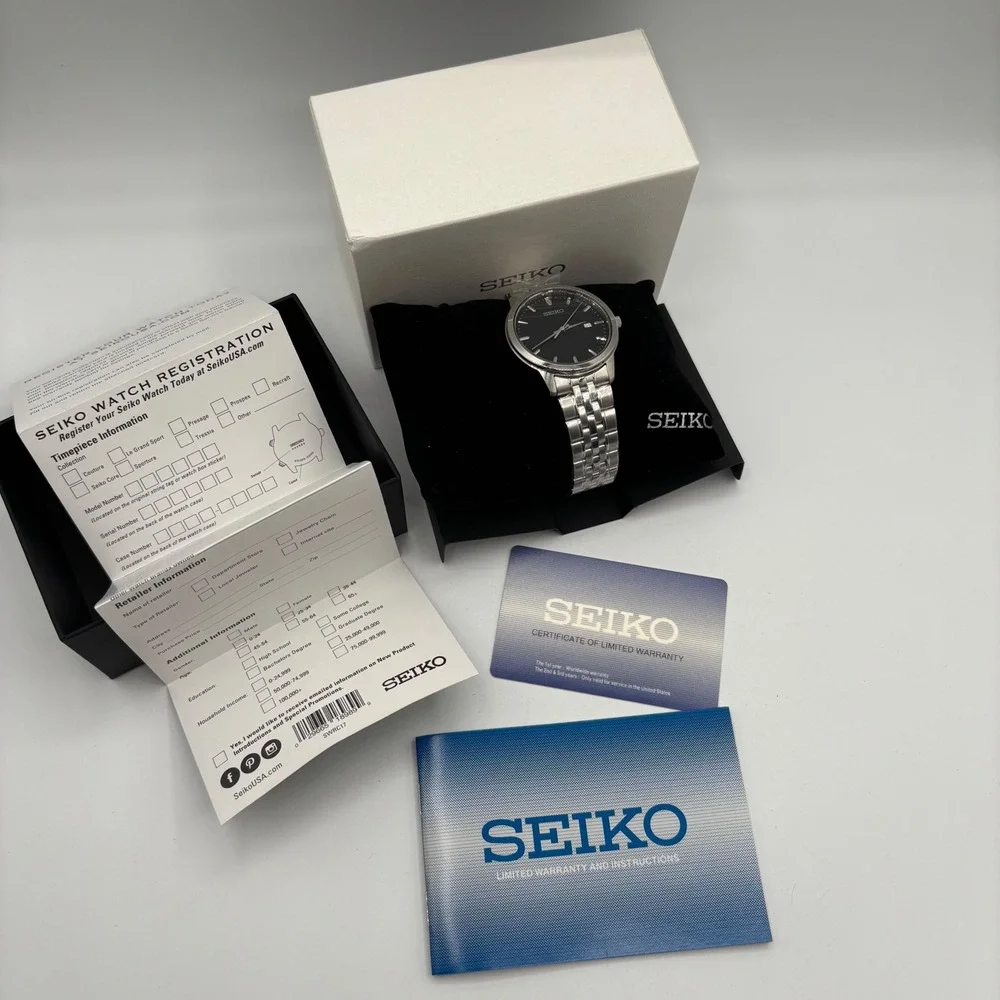Seiko SUR093 Prime Stainless Steel Black Dial Mens Quartz‎ Watch NEW IN BOX